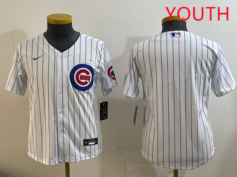 Youth Chicago Cubs blank white  MLB 2025 jersey->youth mlb jersey->Youth Jersey